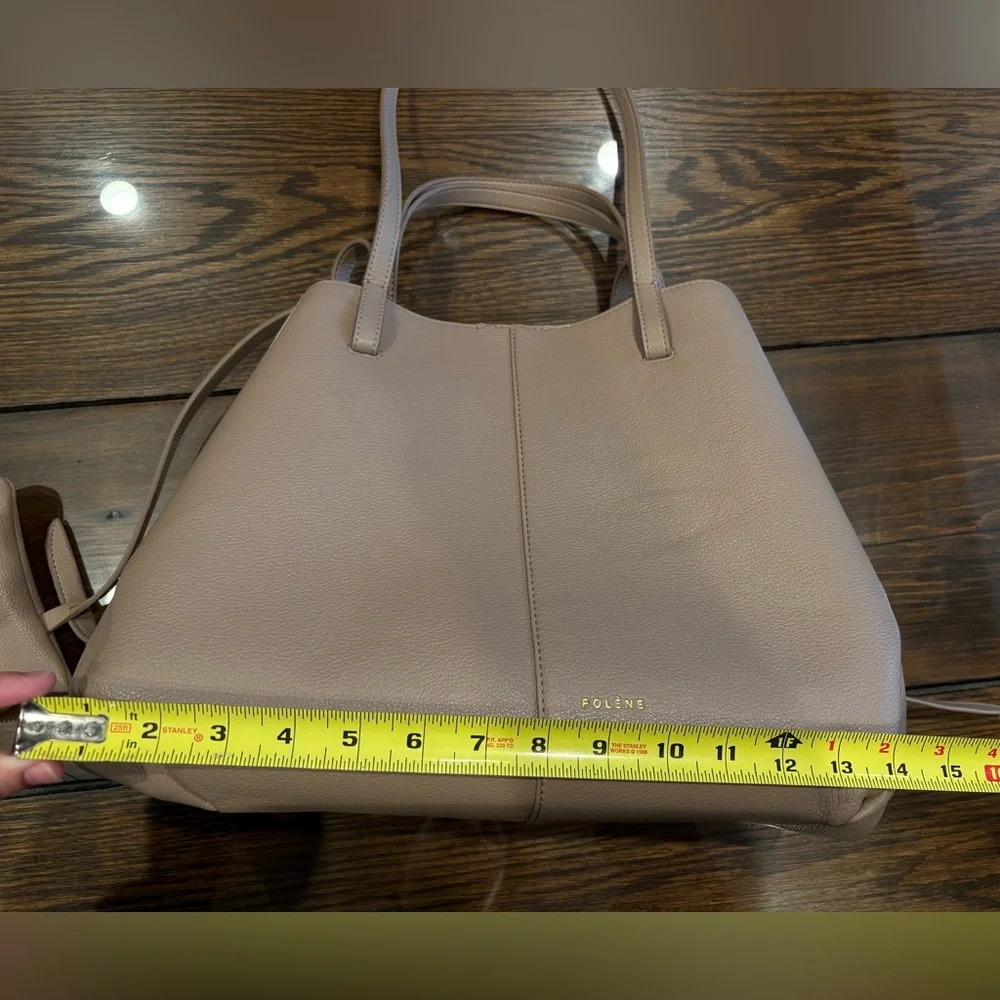 Polene Cyme Textured Taupe Leather Tote - Picture 7 of 16